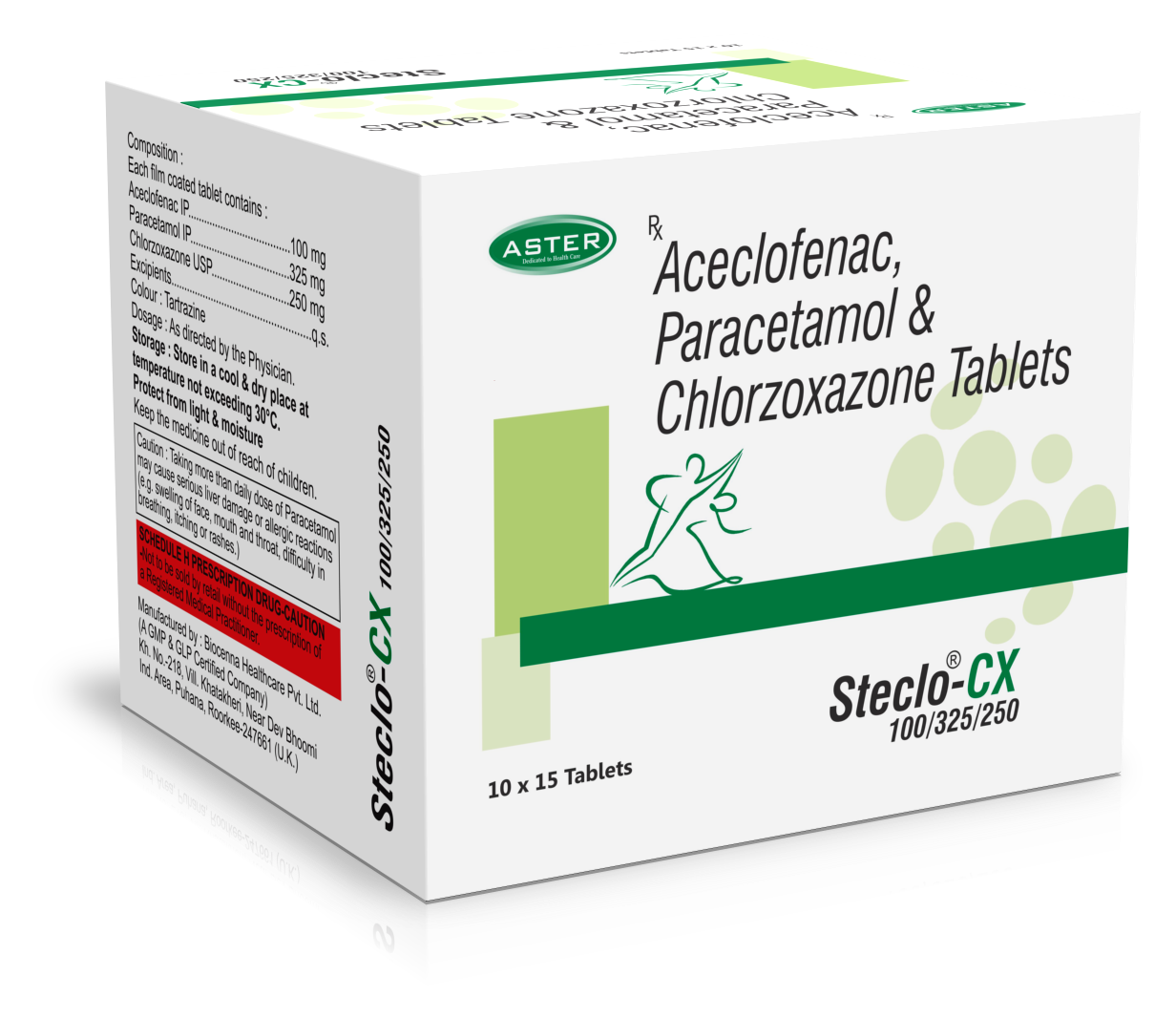 Steclo CX | Aceclofenac, Paracetamol and Chlorzoxazone Tablets